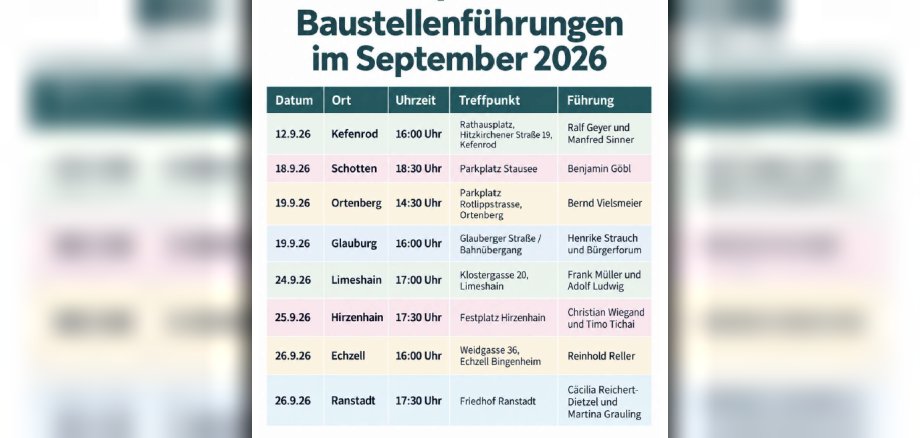 Terminübersicht Baustellenführung Terminübersicht Baustellenführung